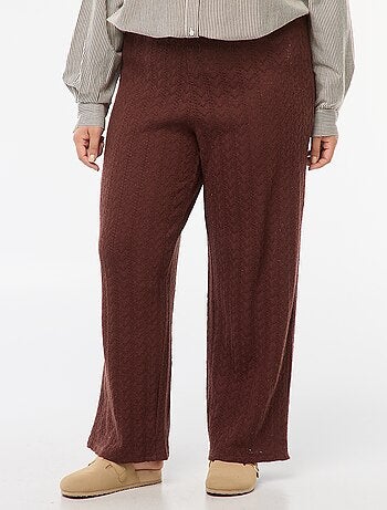 Pantaloni larghi in tessuto traforato