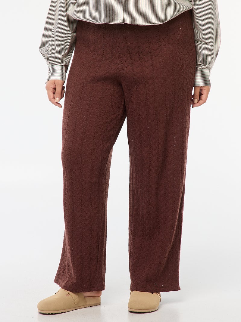 Pantaloni larghi in tessuto traforato Marrone - Kiabi