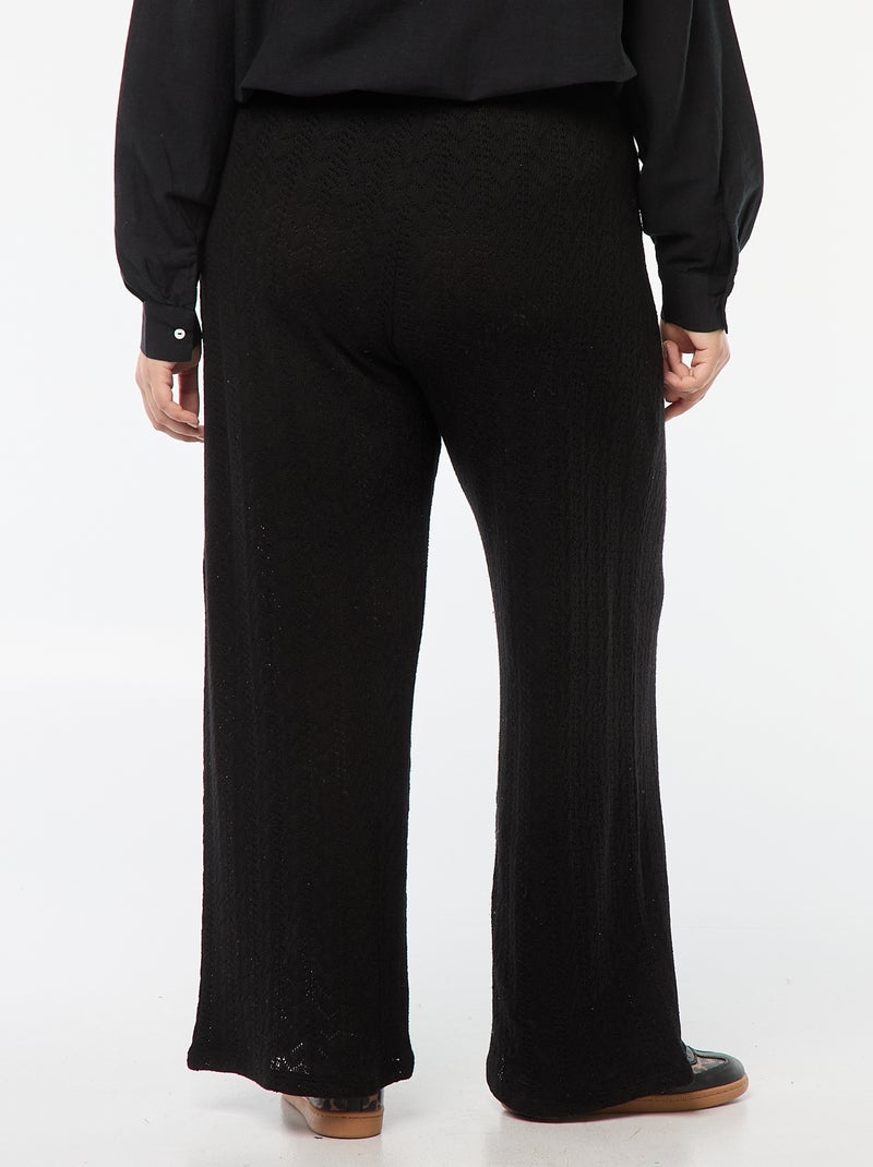 Pantaloni larghi in tessuto traforato nero - Kiabi