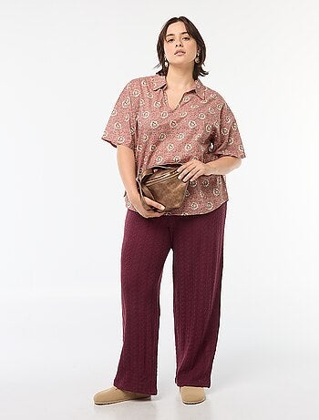 Pantaloni larghi in tessuto traforato