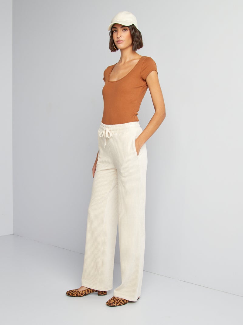 Pantaloni larghi in velluto a coste beige - Kiabi