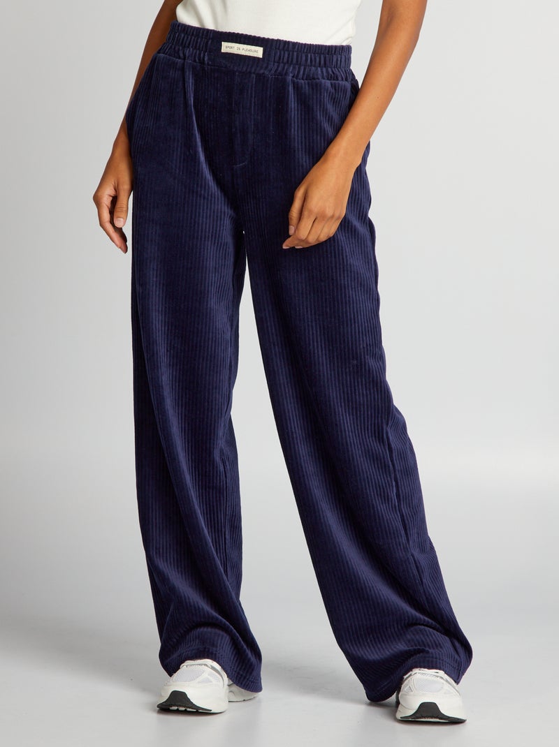 DESIGN - Pantaloni cargo larghi verde salvia in velluto a coste