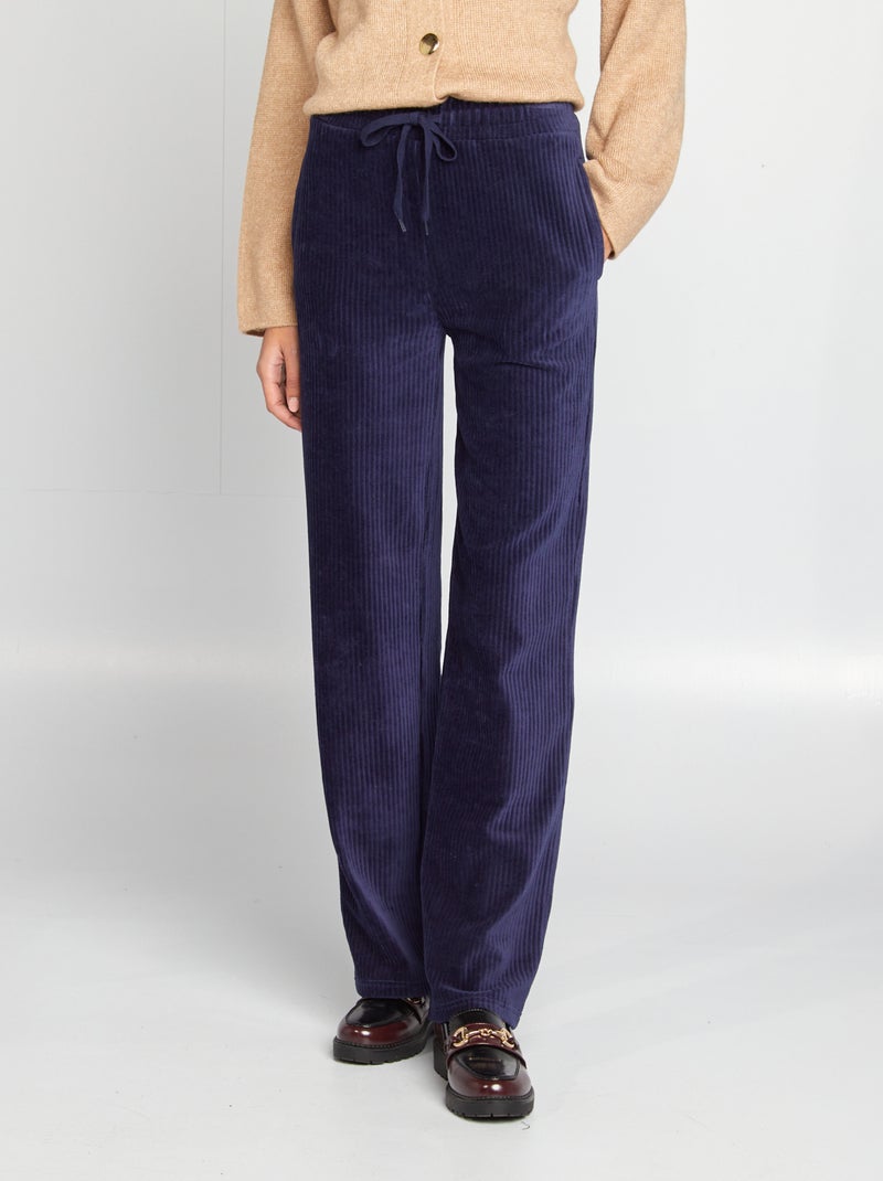 Pantaloni larghi in velluto a coste BLU - Kiabi