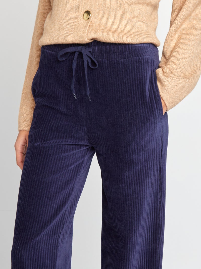 Pantaloni larghi in velluto a coste BLU - Kiabi