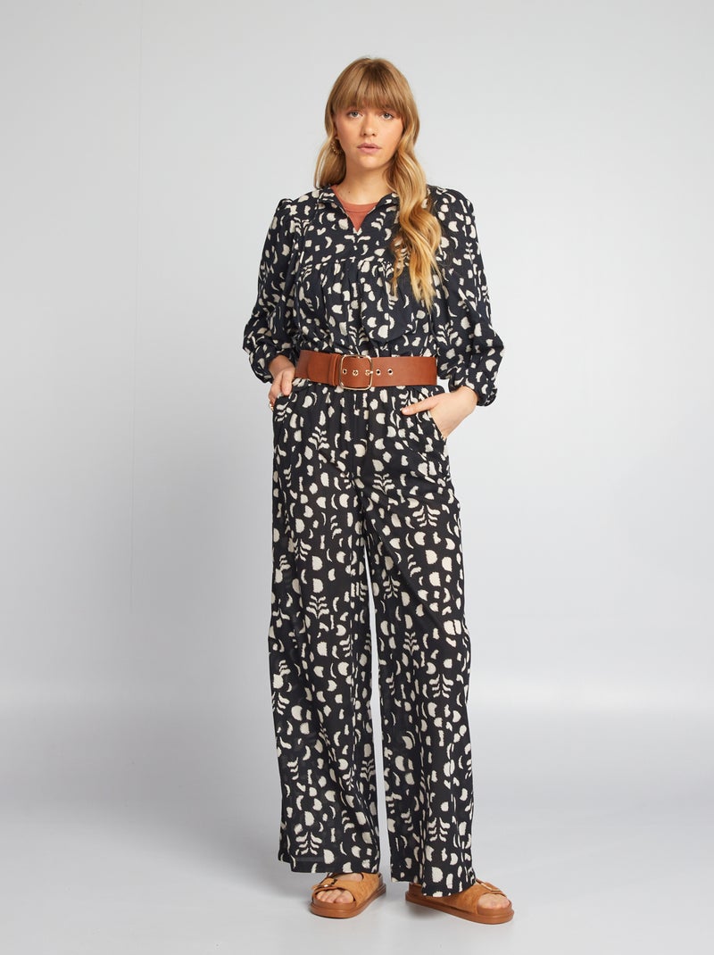 Pantaloni larghi in voile di cotone NERO - Kiabi