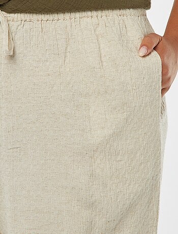 Pantaloni larghi maglia con rilievo in misto lino