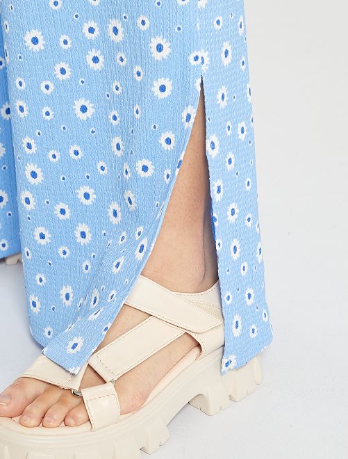 Pantaloni larghi morbidi a fiori - BLU - Kiabi - 12.00€