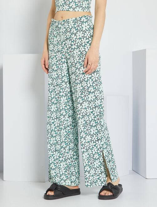 Pantaloni larghi morbidi in maglia goffrata - BLU - Kiabi - 15.00€