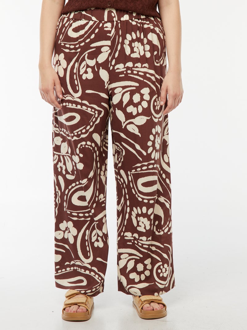 Pantaloni larghi morbidi stampati Marrone - Kiabi