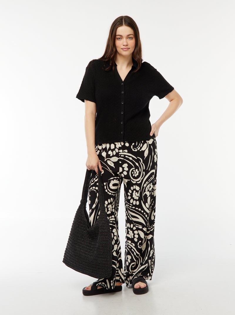 Pantaloni larghi morbidi stampati Nero - Kiabi