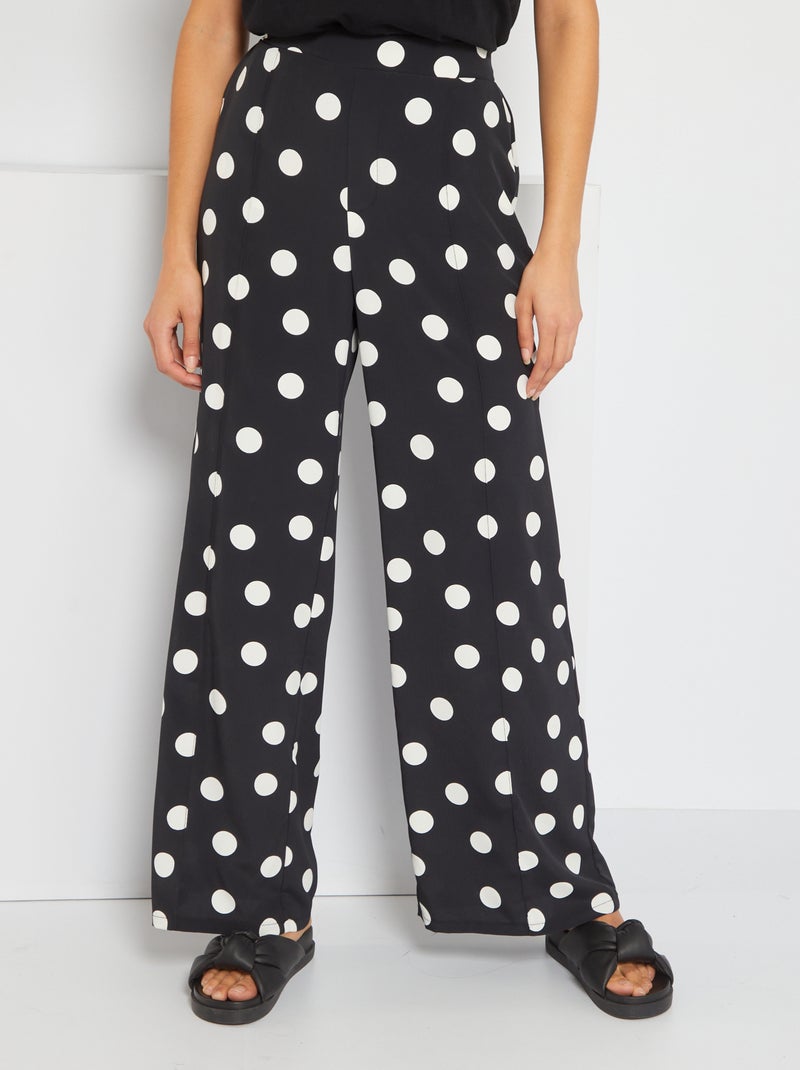 Pantaloni larghi motivo a pois Nero - Kiabi