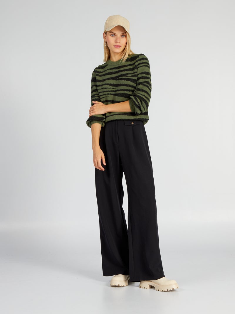 Wide Leg Pantalone Nero Largo Outfit Pantalone Largo Pantaloni