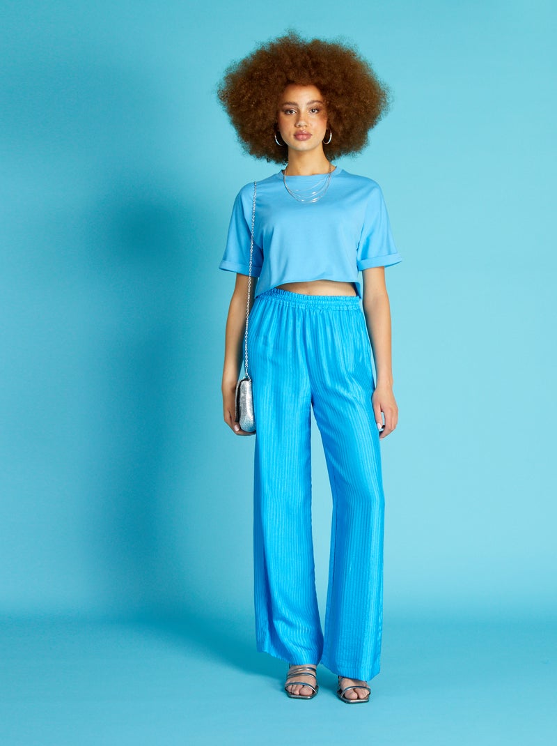 Pantaloni larghi satinati blu - Kiabi
