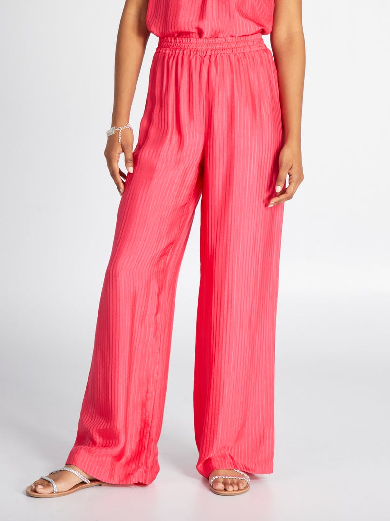 Pantaloni larghi satinati Rosa - Kiabi