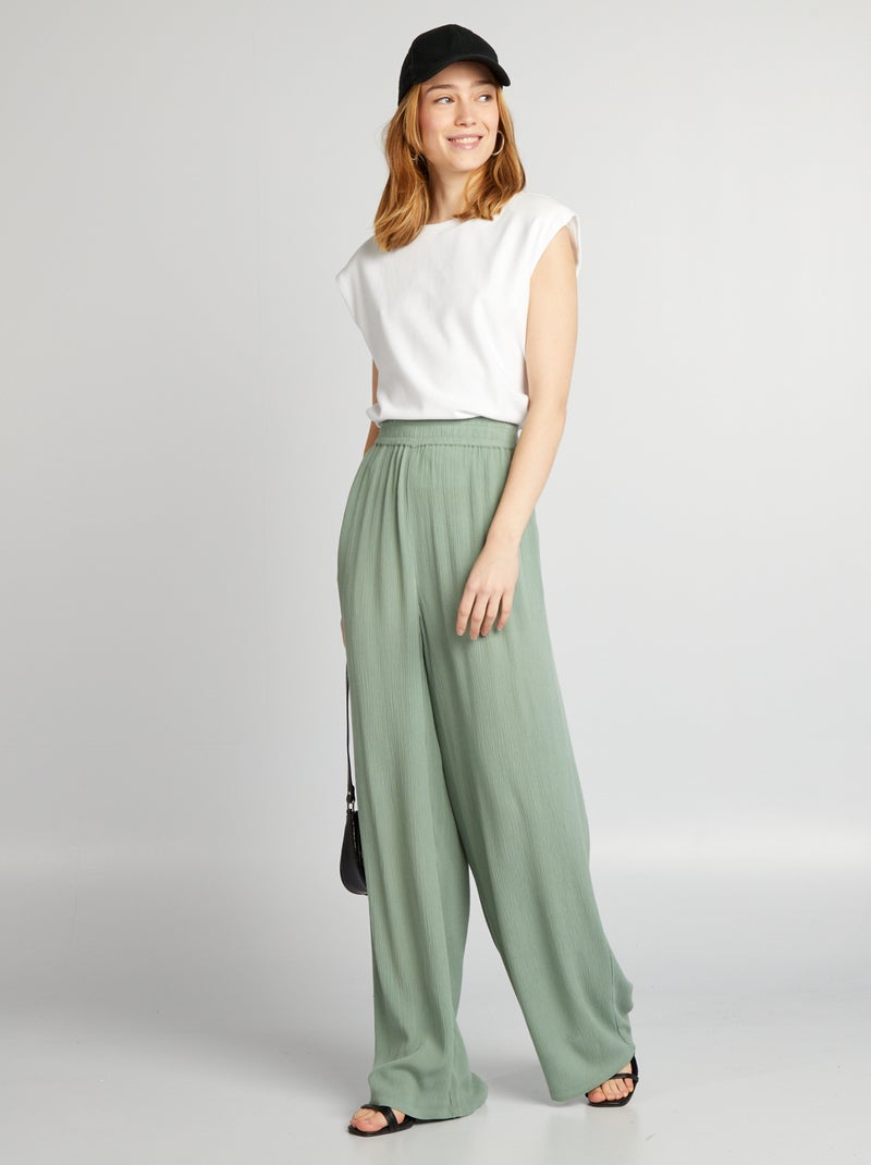 Pantaloni larghi stampati VERDE - Kiabi