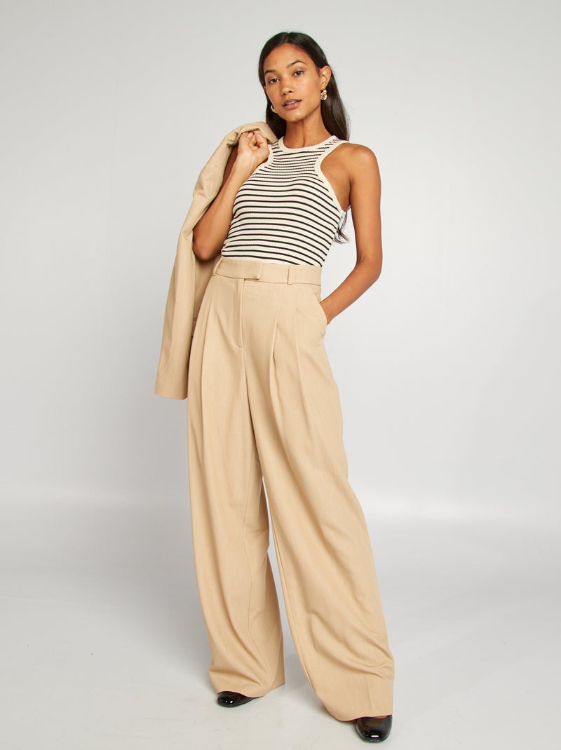 Pantaloni larghi stile tailleur BEIGE - Kiabi
