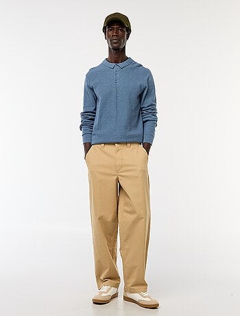 Pantaloni larghi / wide leg tinta unita in twill