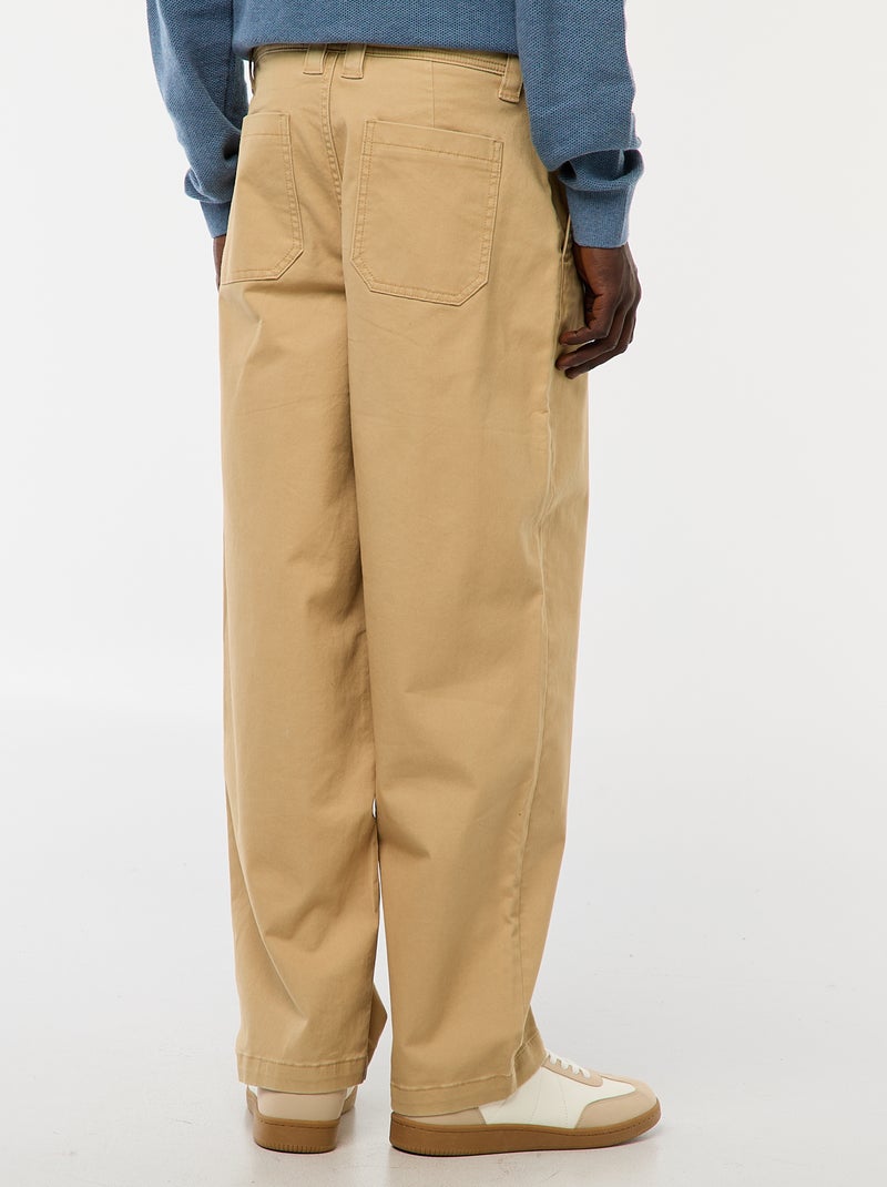 Pantaloni larghi / wide leg tinta unita in twill Beige - Kiabi