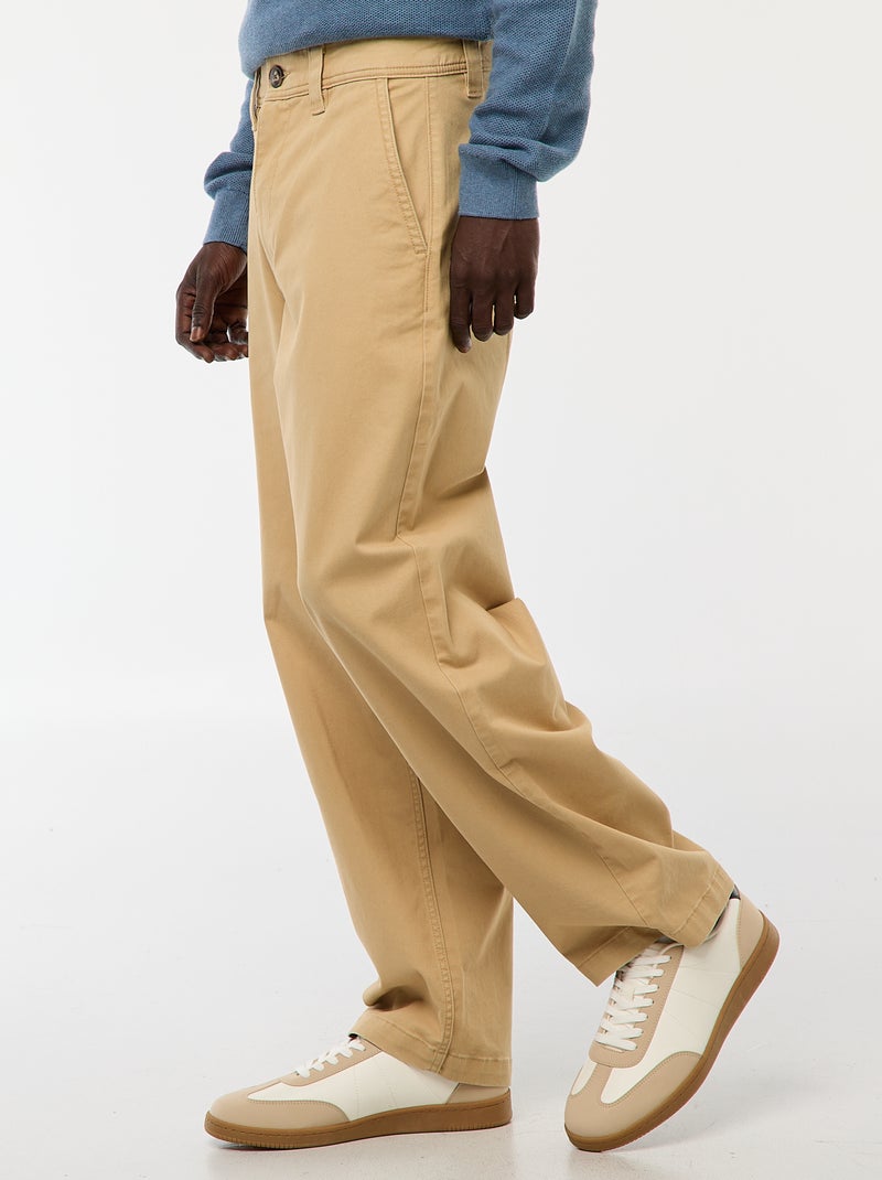 Pantaloni larghi / wide leg tinta unita in twill Beige - Kiabi