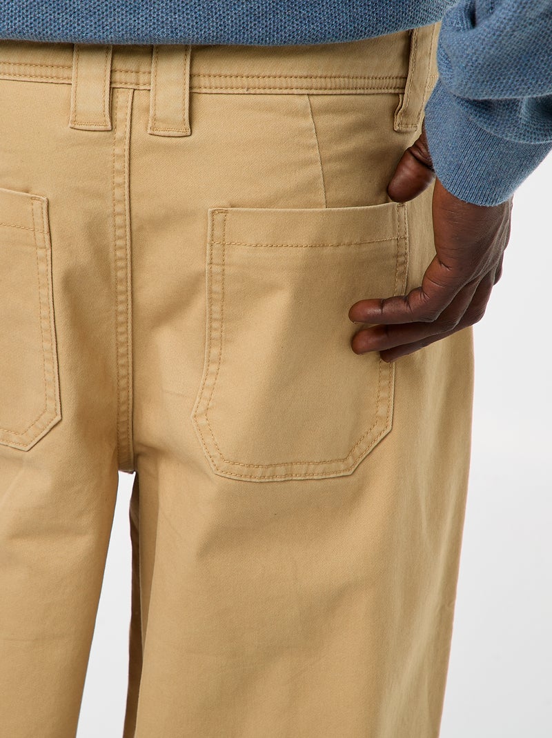 Pantaloni larghi / wide leg tinta unita in twill Beige - Kiabi