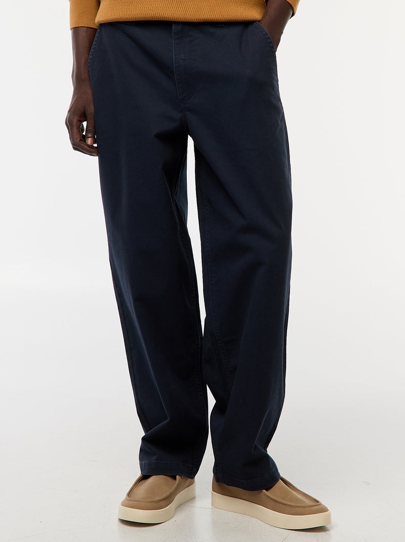 Pantaloni larghi / wide leg tinta unita in twill blu - Kiabi