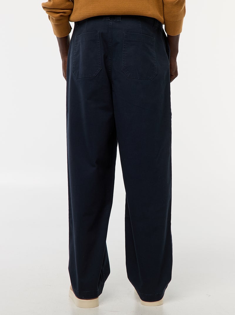 Pantaloni larghi / wide leg tinta unita in twill blu - Kiabi