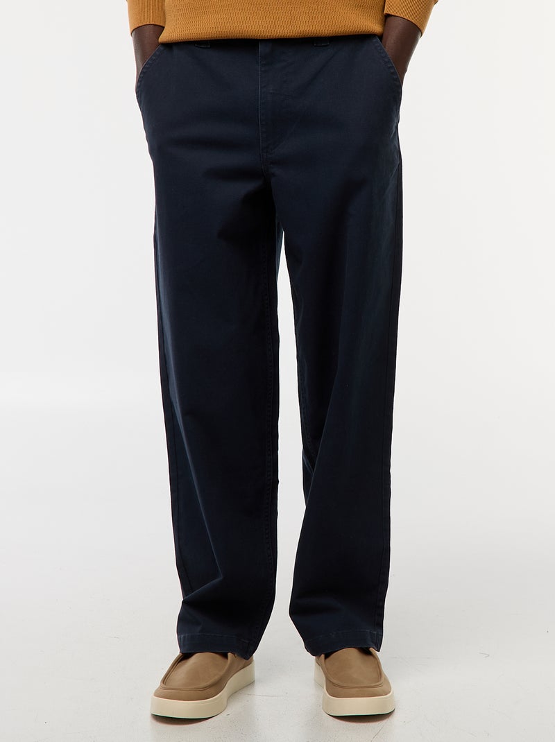 Pantaloni larghi / wide leg tinta unita in twill blu - Kiabi