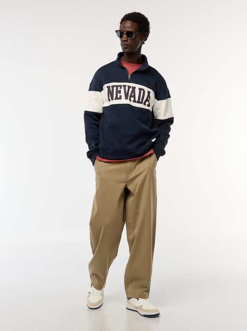 Pantaloni larghi / wide leg tinta unita in twill - Kiabi