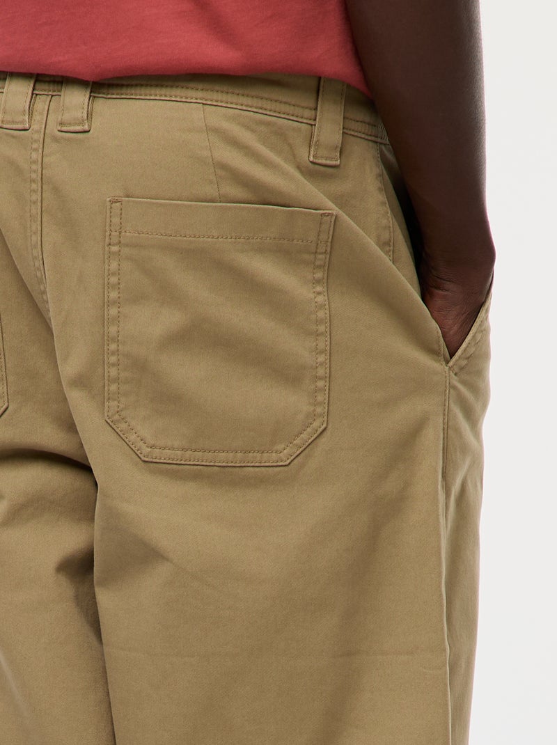 Pantaloni larghi / wide leg tinta unita in twill Verde - Kiabi