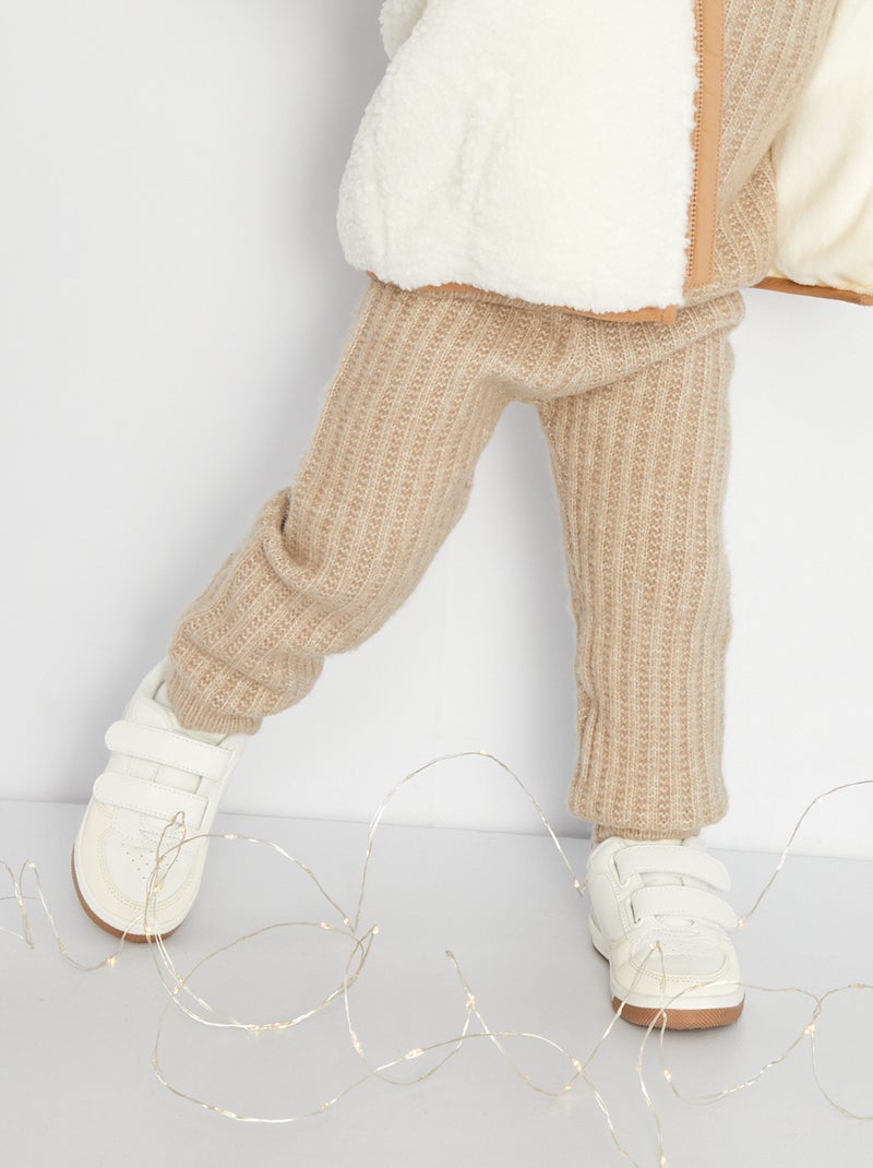 Pantaloni lavorati a maglia beige - Kiabi