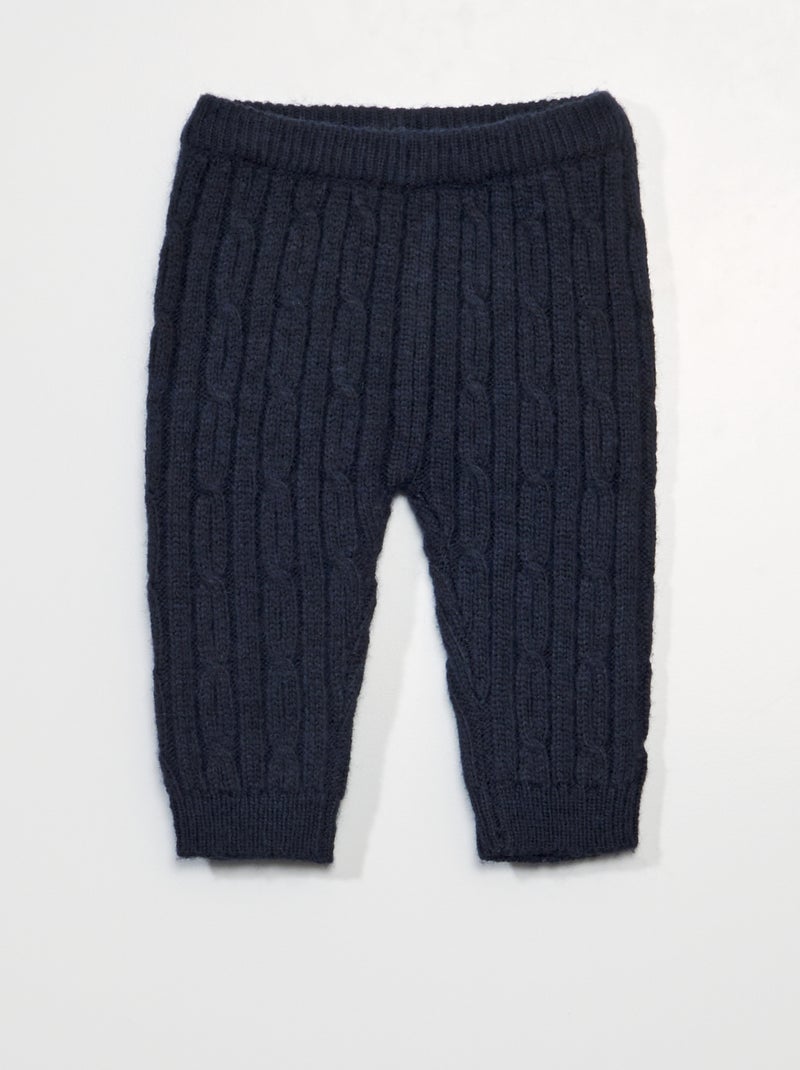 Pantaloni lavorati a maglia spessa blu marine - Kiabi
