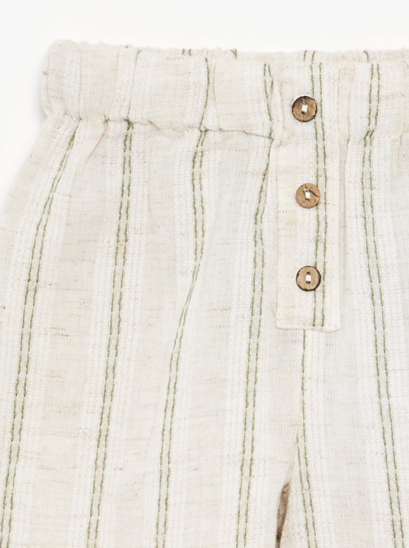 Pantaloni leggeri a righe Beige - Kiabi