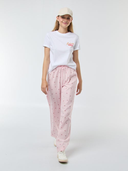 Pantaloni leggeri a righe con stampa 'ciliegie' - Kiabi
