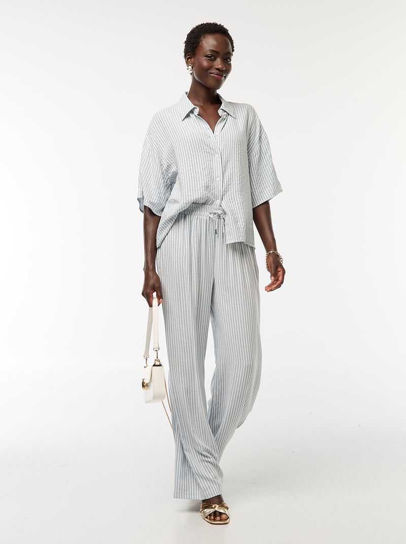 Pantaloni leggeri a righe, taglio ampio Blu - Kiabi