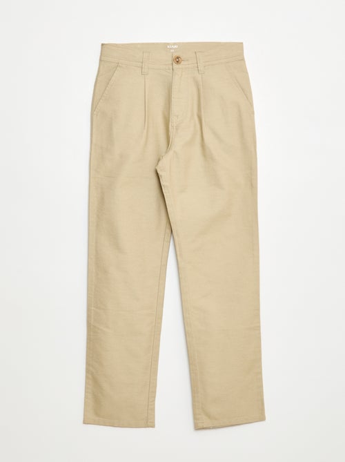 Pantaloni leggeri effetto lino in oxford - Kiabi