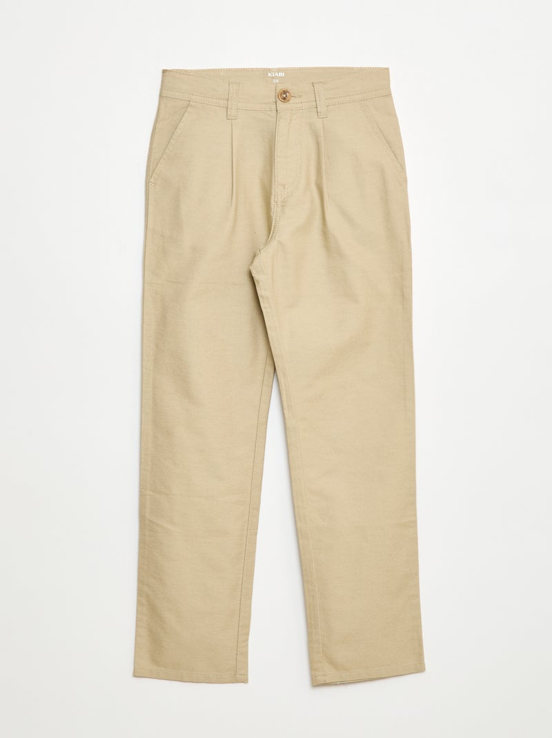 Pantaloni leggeri effetto lino in oxford Beige - Kiabi