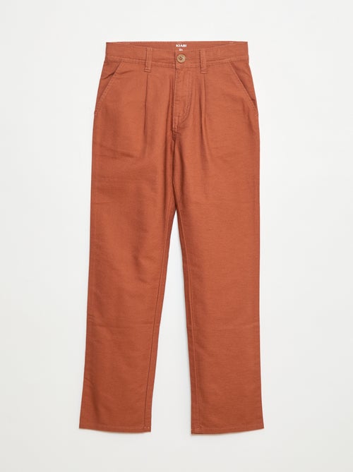 Pantaloni leggeri effetto lino in oxford - Kiabi