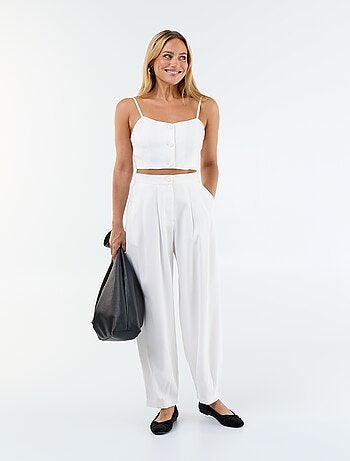 Pantaloni leggeri in twill a gamba larga