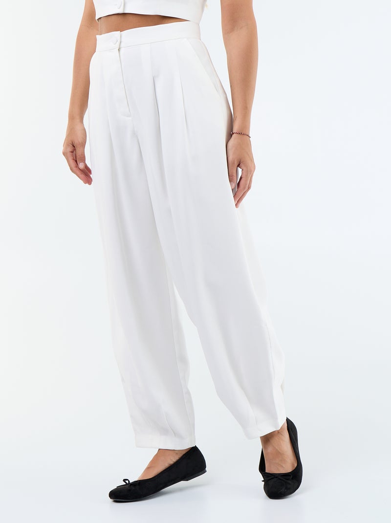 Pantaloni leggeri in twill a gamba larga Bianco - Kiabi