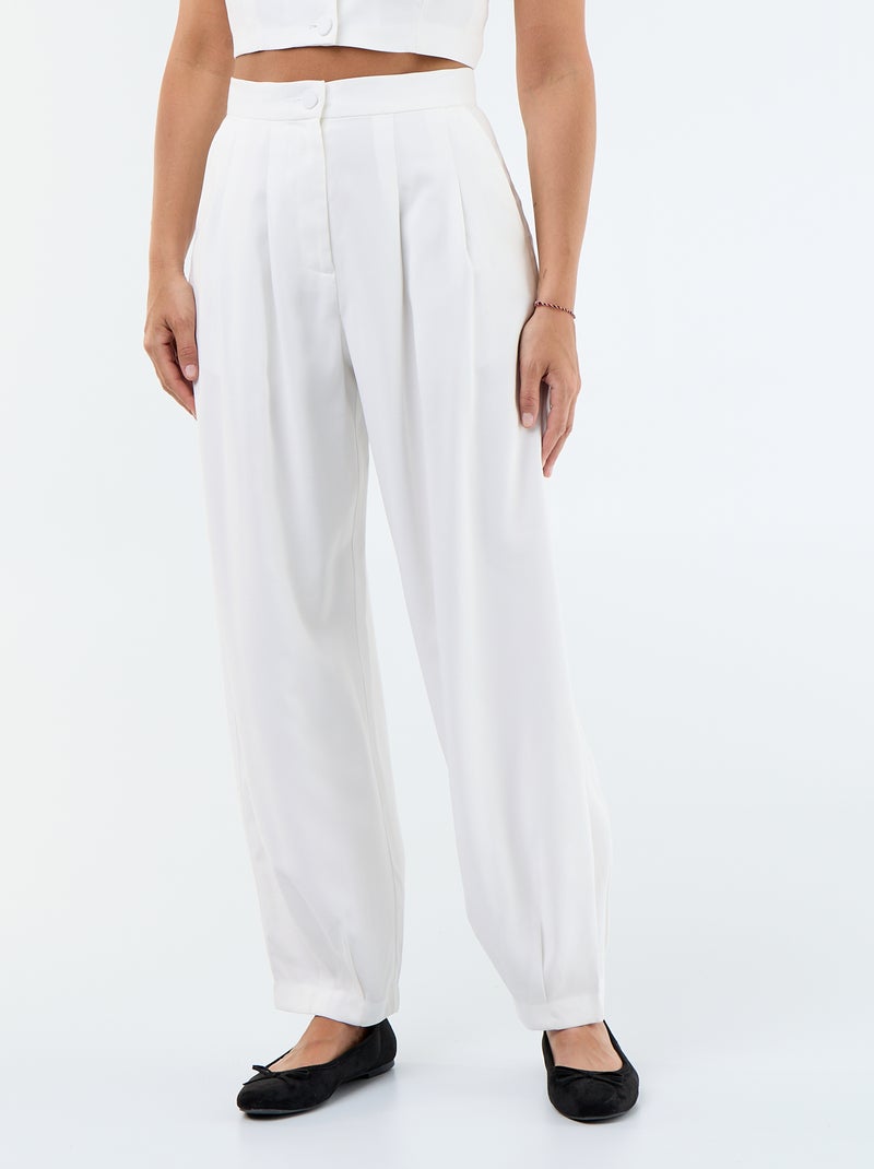 Pantaloni leggeri in twill a gamba larga Bianco - Kiabi