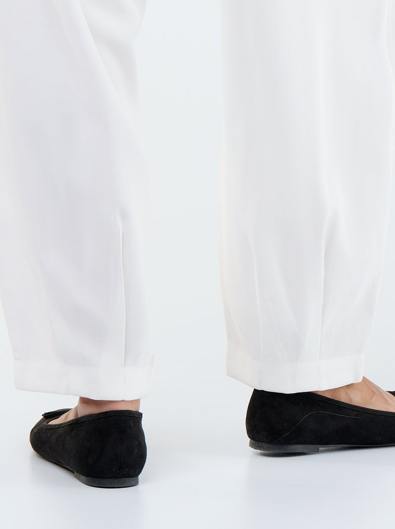 Pantaloni leggeri in twill a gamba larga Bianco - Kiabi