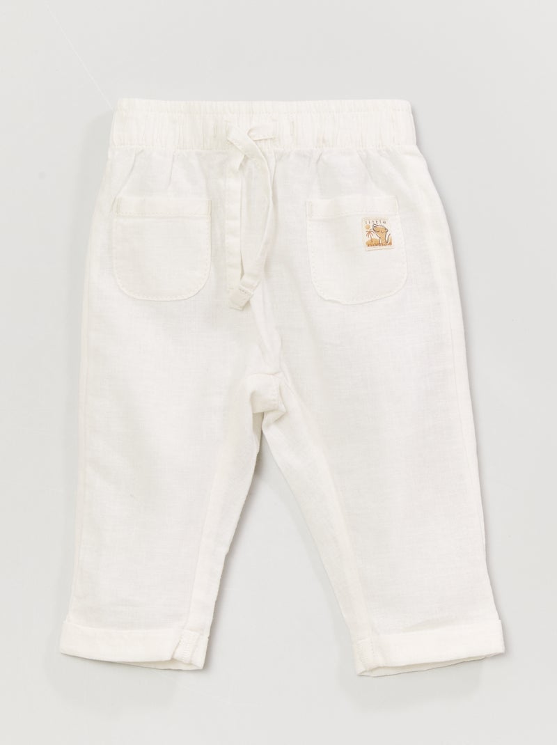 Pantaloni leggero in lino e cotone Bianco - Kiabi