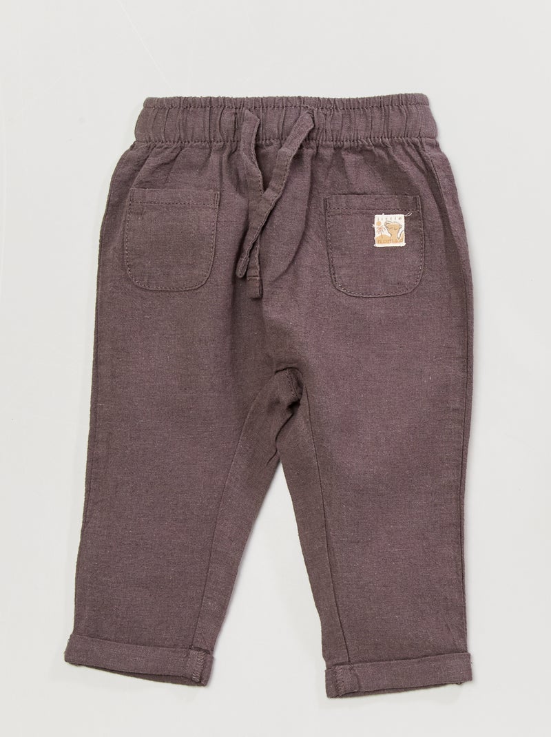 Pantaloni leggero in lino e cotone GRIGIO - Kiabi