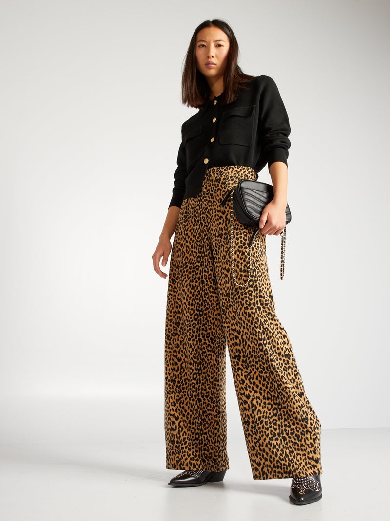 Pantaloni leopardati taglio largo MARRONE - Kiabi