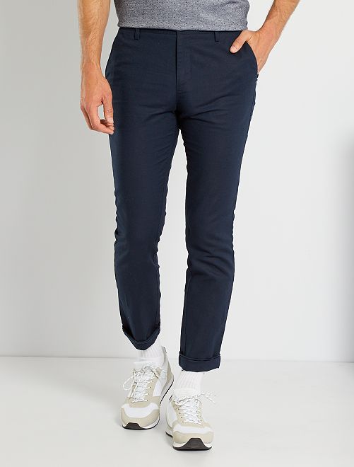 Pantaloni lino e cotone - BLU - Kiabi - 18.00€