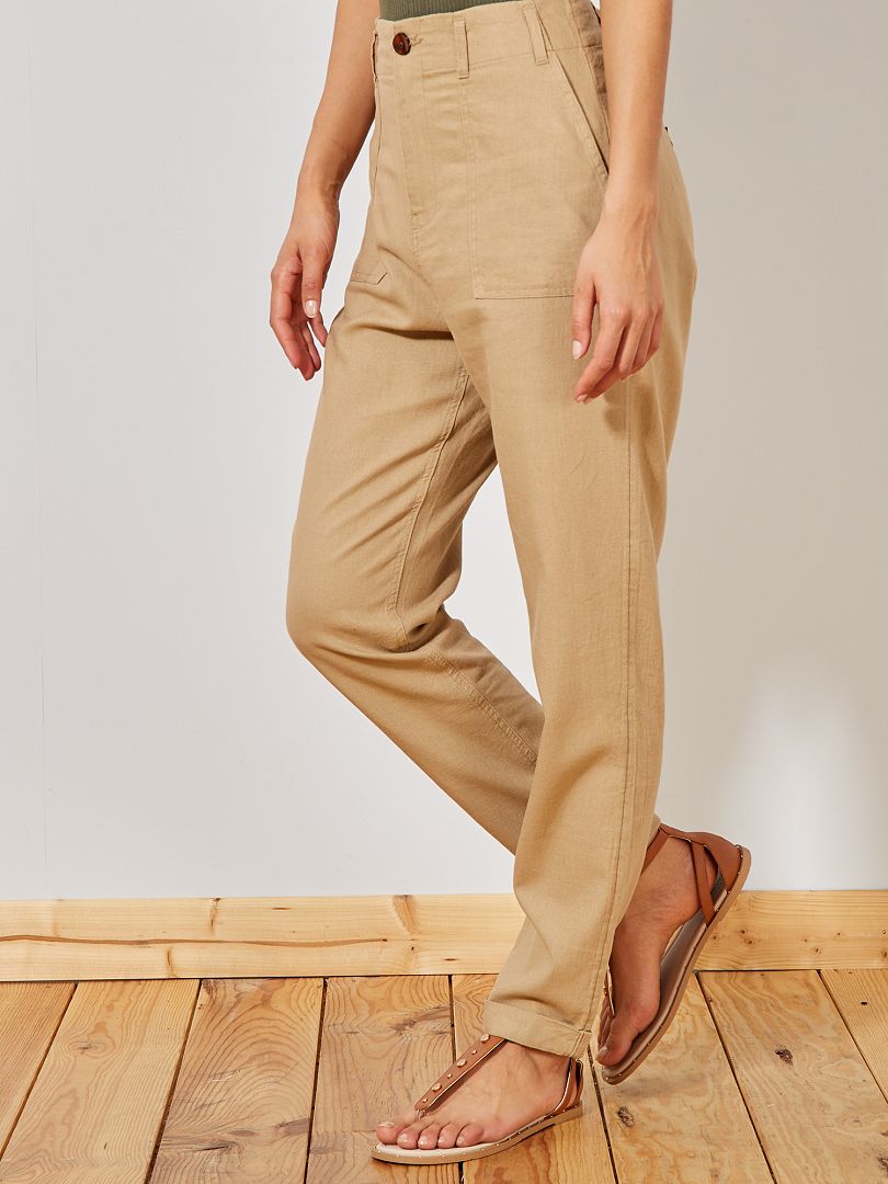 Pantaloni lino e viscosa GRIGIO - Kiabi