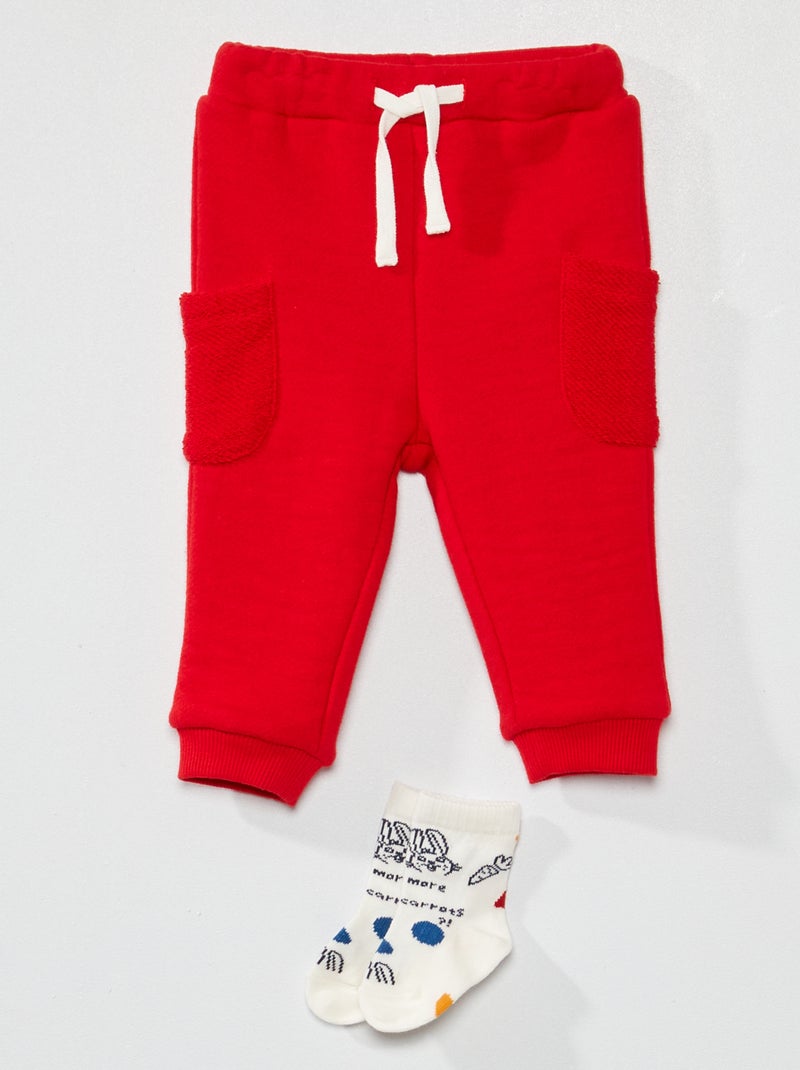 Pantaloni loose in tessuto felpato ROSSO - Kiabi