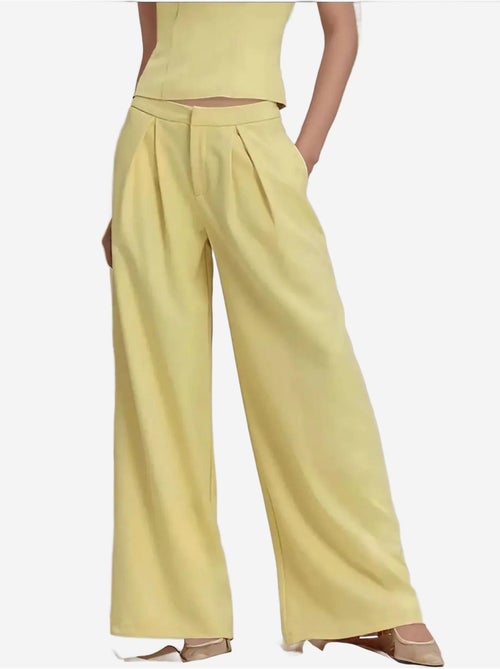 Pantaloni lunghi a gamba larga con pieghe - Kiabi