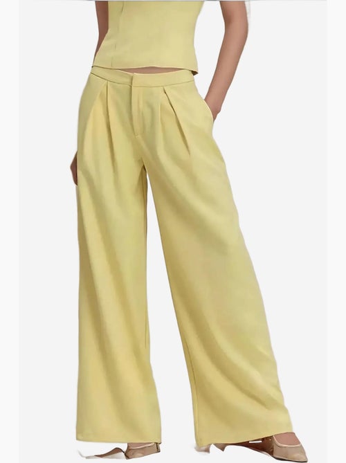 Pantaloni lunghi a gamba larga con pieghe hiccup - Kiabi