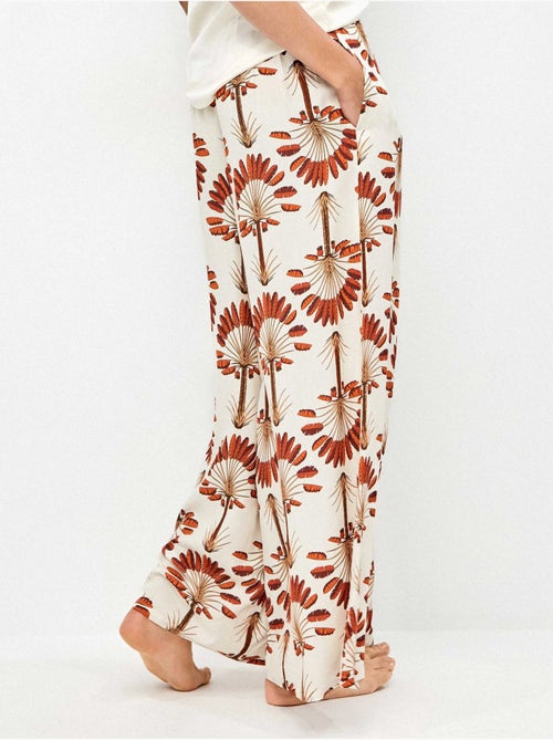 Pantaloni lunghi a gamba larga con stampa palme - Kiabi